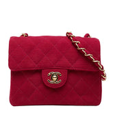 シャネル ココマーク ミニマトラッセ 17 チェーン ショルダーバッグ レッド コットン レディース CHANEL 【中古】